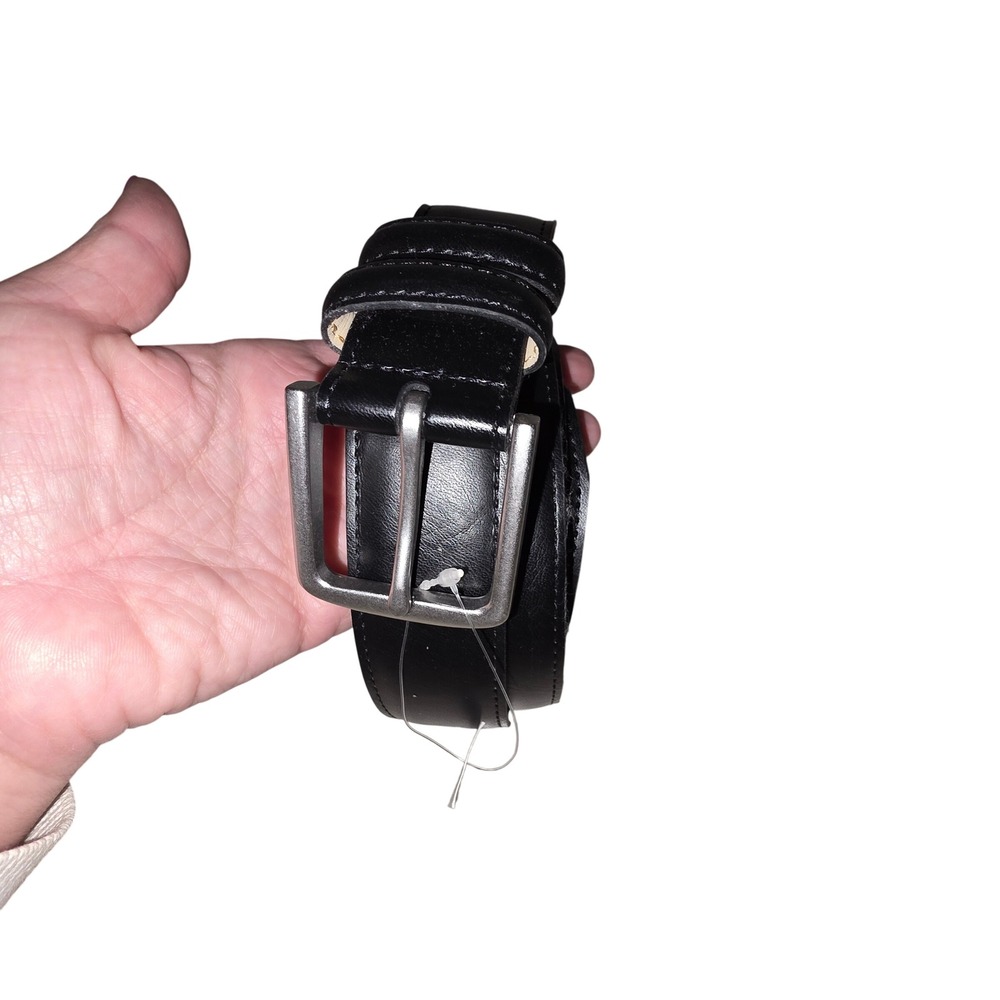 NEW Old Navy Black‎ Faux Leather Belt Mens Unisex XXXL Silver Buckle Adjustable